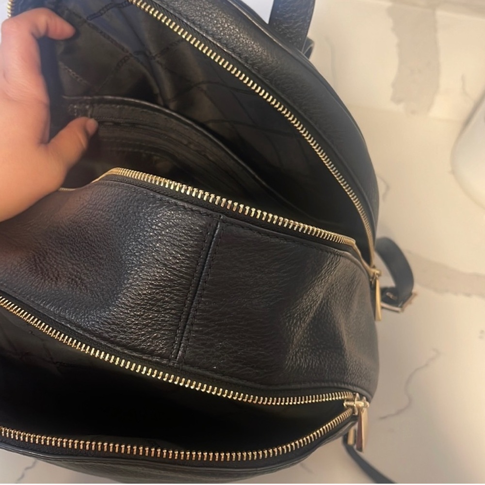 Michael Kors Black Leather Backpack with Gold Hardware - Picture 5 of 8